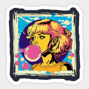 Girl chewing gum Sticker